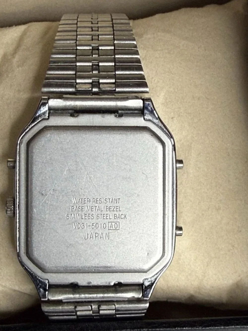 RARE Vintage 1980's Lorus by Seiko V031 Ana-Digi Watch Silver Dial Orig Bracelet